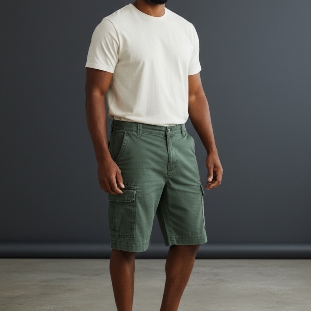 MERONA Army Green Khaki Cargo Shorts 100% Cotton Size 34” Waist - Picture 5 of 10